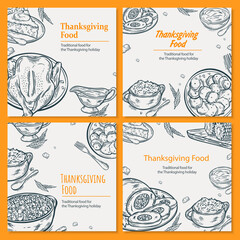 Vector illustration. Thanksgiving Food. The menu can be used in bars, cafes, restaurants. Design template celebration.