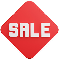 3d rendering of red sale label for online shopping