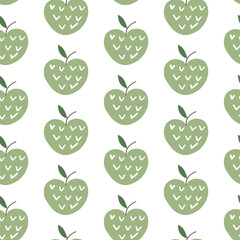 Fruit pattern. Seamless pattern of apple in flat style. doodle pattern