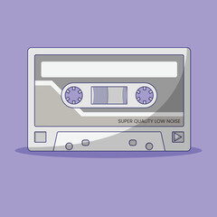 Cassette Tape Vector Illustration. Audio Recorder. Vintage Item. Flat Cartoon Style Suitable for Web Landing Page, Banner, Flyer, Sticker, Card, Background