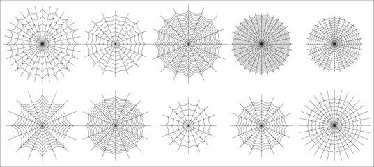 Set of Spider cobweb. Halloween design element.
