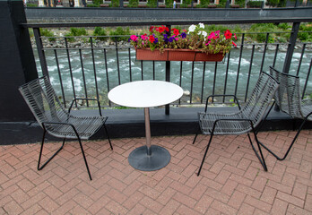 Table with chairs in a street cafe