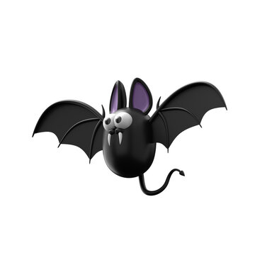3D Cartoon halloween character bat isolated
