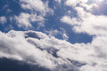 Clouds in sky. White clouds in summer. Summer weather.