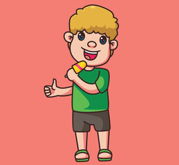 little children eating ice cream cartoon