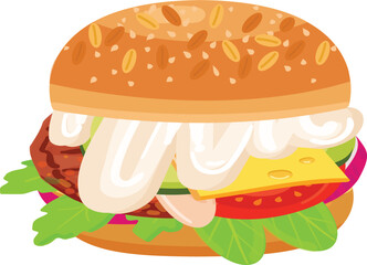 Sauce burger icon cartoon vector. Cheese bun. Meat beef
