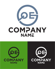 Initial letter q e logo vector design template