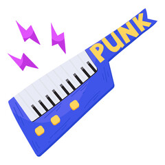 A piano keyboard flat sticker icon