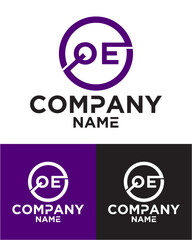 Initial letter q e logo vector design template