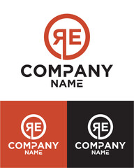 Initial letter r e logo vector design template