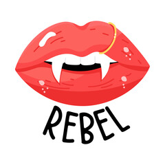 A vamp lips flat sticker icon