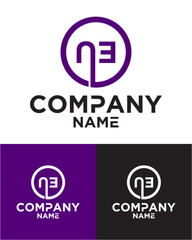 Initial letter n e logo vector design template