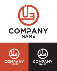 Initial letter u e logo vector design template