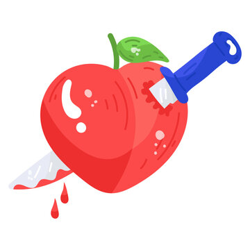 A heart stab flat sticker icon