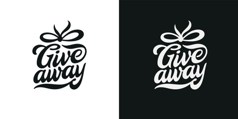 Giveaway hand drawn calligraphy sign. Advertising promo symbol in a form of gift box. Give away lettering inscription. Vector illustration.