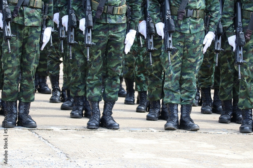 Wall mural soldiers in parade