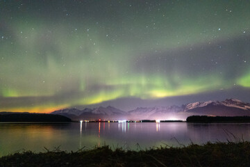 Fototapeta na wymiar Juneau's Springtime Aurora Borealis