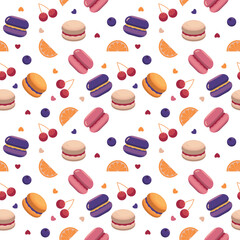 Dessert Sweet Food Macaron Seamless Pattern Background