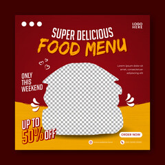Food Social Media Banner. Food instagram post template design. Suitable for Social Media Post Restaurant and culinary Promotion.