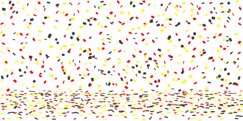 Black, yellow ,red confetti rain PNG on white background	
