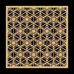 Decorative card for cutting. Linear square geometric mosaic pattern. Laser cut. Cnc cut.