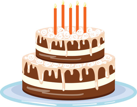 Candle cream cake icon cartoon vector. Happy birthday. Cute food