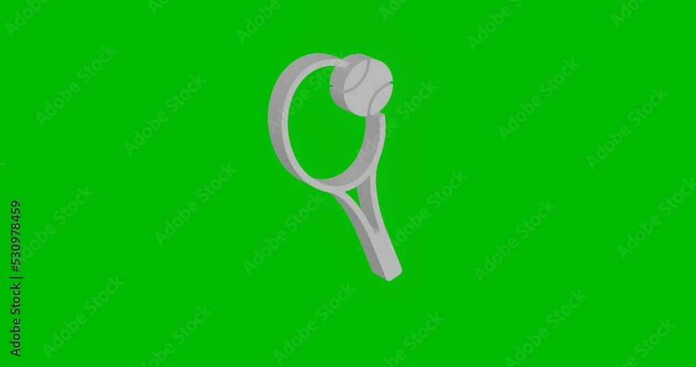 Poster animation of rotation of a white tennis symbol with shadow. simple and complex rotation. seamless lo