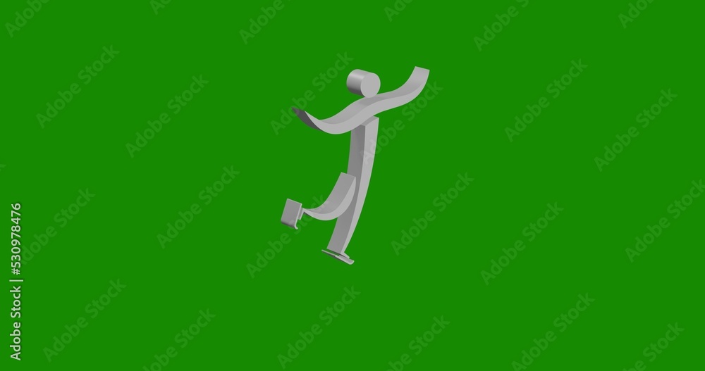Poster isolated realistic white figure skating symbol front view with shadow. 3d illustration on green chro