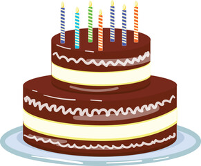 Chocolate cream cake icon cartoon vector. Happy birthday. Party food