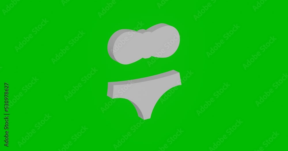 Poster animation of rotation of a white bikini symbol with shadow. simple and complex rotation. seamless lo