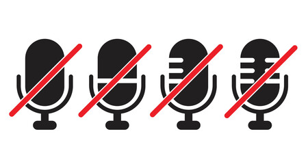 set of mute microphone icon. vector illustration