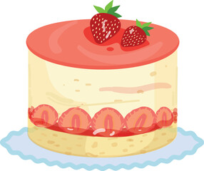 Fruit strawberry cake icon cartoon vector. Anniversary food. Cute cream