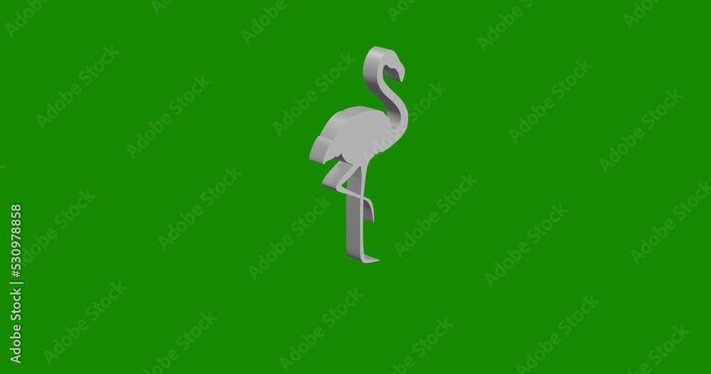 Poster isolated realistic white flamingos symbol front view with shadow. 3d illustration on green chroma ke