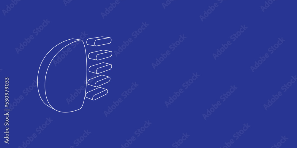 Aufkleber the outline of a large headlight symbol made of white lines on the left. 3d view of the object in pe