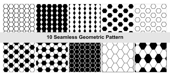 10 Geometric pattern in black white.