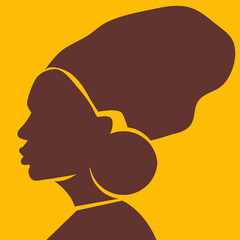 Black woman silhouette in abstract modern style