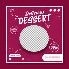 Food Social Media Banner. Food instagram post template design. Suitable for Social Media Post Restaurant and culinary Promotion.