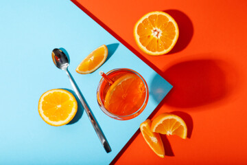 Concept of delicious alcohol drink, Aperol Spritz cocktail