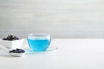 Obraz na płótnie Canvas Concept of tasty hot drink, Anchan tea, space for text