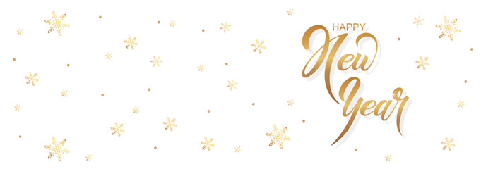 Happy New Year hand lettering calligraphy. Vector holiday illustration element. Typographic element for banner, poster, congratulations