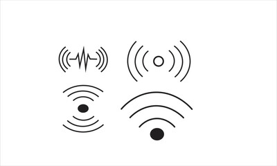 Sensor icon. Range motion symbol. Sign technology Hand drawn doodle radio and wi-fi signal wave 