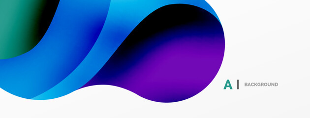 Flowing geometric shapes minimalist abstract background. Round shapes and circles. Wallpaper for concept of AI technology, blockchain, communication, 5G, science, business