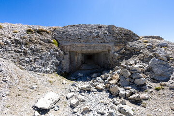 Ruined artillery batteries at Mount Chaberton, peak in the French Alps in the group known as the Massif des Cerces in the département of Hautes-Alpes
