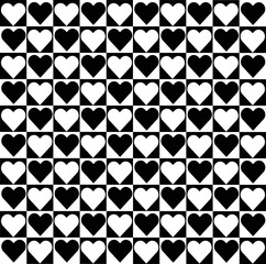 Abstract Black Gray-White Mesh Pattern Background Vector With Red Hearts