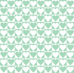 Abstract Green-White Lattice Pattern Background Vector With Red Heart Shaped