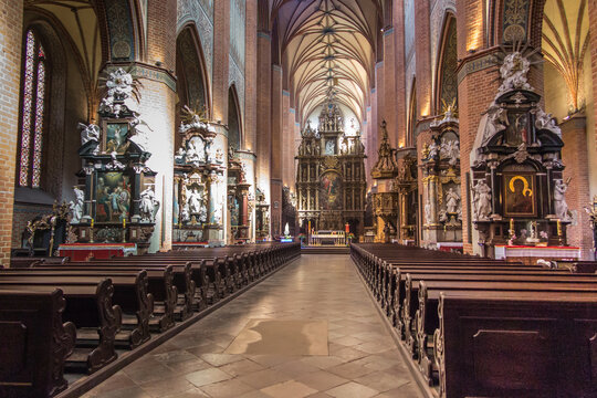 Pelpin, Poland, May 15, 2022: The old, historic Cathedral Basilica in Pelplin in Poland.