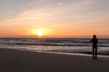 Spring walks along the empty Baltic Sea beach