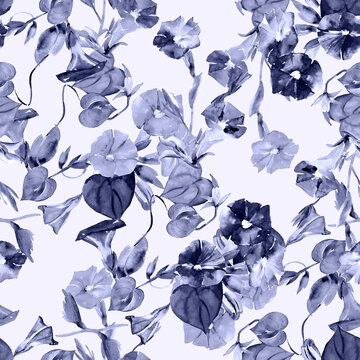 Pattern of watercolor curly flowers..loach flowers..Image on white and colored background.Image on white and colored background. © svemar