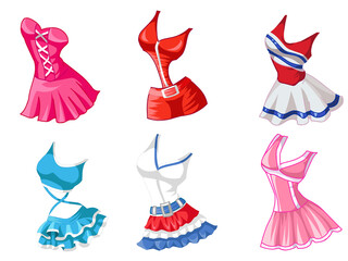 set of cheerleaders dress. .dresses uniform with pom poms