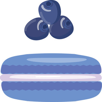 Blue macaroon icon cartoon vector. French cake. Cute food